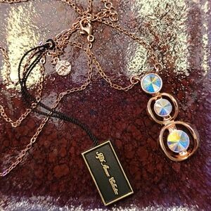 BNWT Rose Gold Pendant Necklace with Blue Aurora Crystal Accents